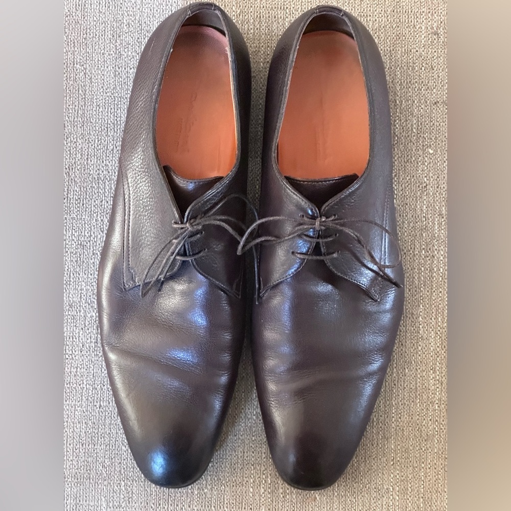 Santoni Plain Toe Brown Leather Men’s Oxford Dress Shoes Size 13 D - Picture 14 of 14